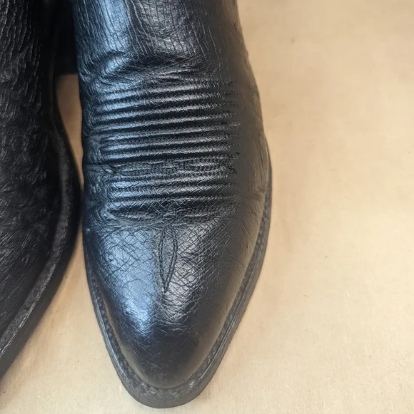 Lucchese Boots men's size 9D Exotic Genuine Black Smooth Ostrich classic Western